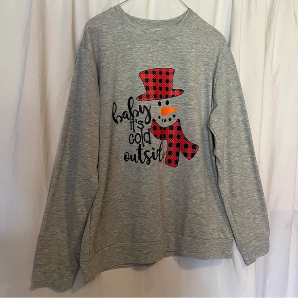 💗5 for $10💗 Baby it’s Cold Outside Sweatshirt Christmas Snowman - Picture 2 of 6